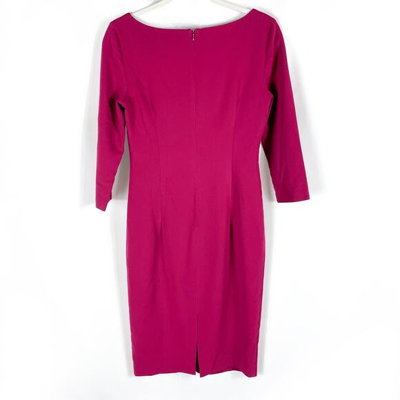 Black Halo Rowan Sheath‎ Dress Pink Pleated Boat Neck 3/4 Sleeve Sz 4 - Picture 13 of 13